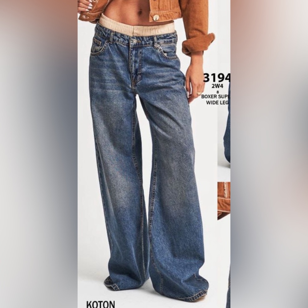 NWT BOXER JEANS SIZE 10 Wide-Leg Blue Denim Jeans